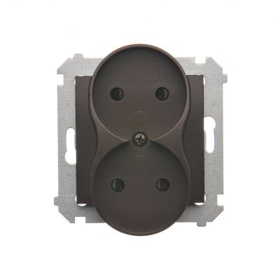 Simon 54 Nature Gniazdo wtyczkowe bez uziemienia z przesłonami podwójne do ramek NATURE 16A 250V zaciski śrubowe brąz mat DG2MZN.01/46 KONTAKT (DG2MZN.01/46)