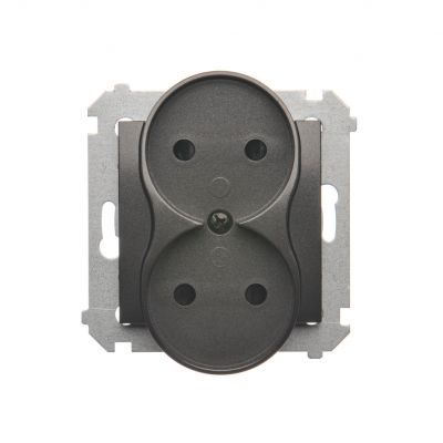 Simon 54 Nature Gniazdo wtyczkowe bez uziemienia z przesłonami podwójne do ramek NATURE 16A 250V zaciski śrubowe czarny DG2MZN.01/49 DG2MZN.01/48 KONTAKT (DG2MZN.01/48)