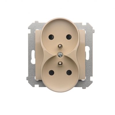 Simon 54 Nature Gniazdo wtyczkowe z uziemieniem z przesłonami podwójne do ramek NATURE 16A 250V zaciski śrubowe kremowy DGZ2MZN.01/41 KONTAKT (DGZ2MZN.01/41)