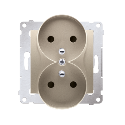 Simon 54 Nature Gniazdo wtyczkowe z uziemieniem z przesłonami podwójne do ramek NATURE 16A 250V zaciski śrubowe złoty mat DGZ2MZN.01/44 KONTAKT (DGZ2MZN.01/44)