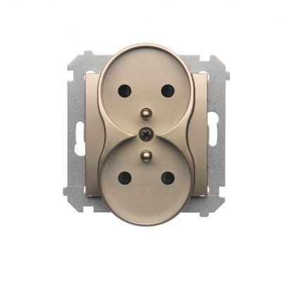 Simon 54 Nature Gniazdo wtyczkowe z uziemieniem z przesłonami podwójne do ramek NATURE 16A 250V zaciski śrubowe złoty mat DGZ2MZN.01/44 KONTAKT (DGZ2MZN.01/44)