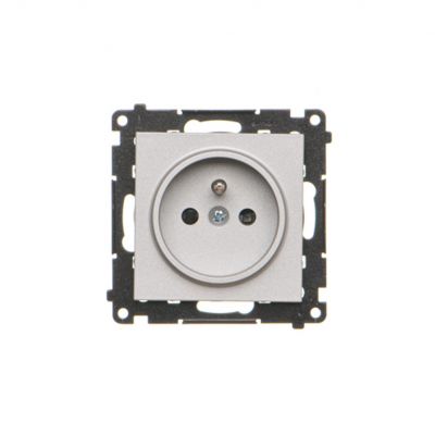 Simon 55 Gniazdo wtyczkowe pojedyncze z uziemieniem i przesłonami szybkozłączka Aluminium mat TGZ1CZ.01/143 KONTAKT (TGZ1CZ.01/143)