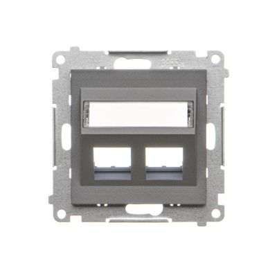 Simon 55 Pokrywa gniazd teleinformatycznych na Keystone skośna podwójna z polem opisowym Grafitowy mat TKP2S.01/116 KONTAKT (TKP2S.01/116)