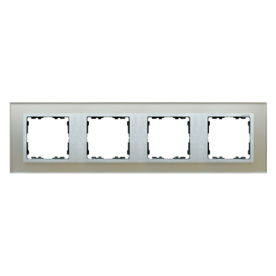 Simon 82 Nature Ramka 4-krotna Nature-szkło Srebrna / pierścień aluminium mat 82947-62 KONTAKT (82947-62)