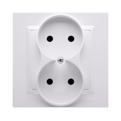 Simon 10 Gniazdo wtyczkowe bez uziemienia podwójne monoblok 16A 250V zaciski śrubowe biały *Kompletne - nie do ramek CG2/11 KONTAKT (CG2/11)