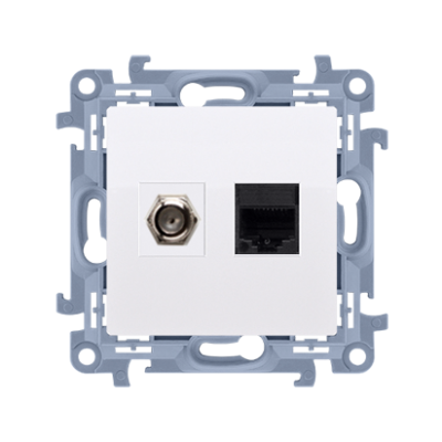 Simon 10 Gniazdo antenowe typu F + RJ45 kat.5e biały CASFRJ455.01/11 KONTAKT (CASFRJ455.01/11)