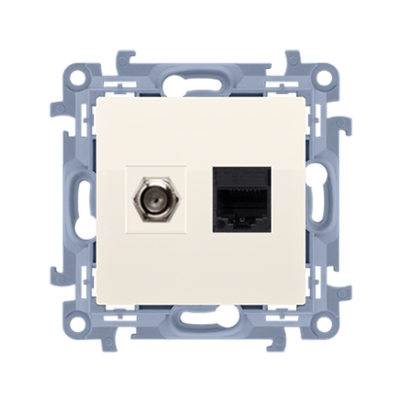 Simon 10 Gniazdo antenowe typu "F" + RJ45 kat.5e krem CASFRJ455.01/41 KONTAKT (CASFRJ455.01/41)