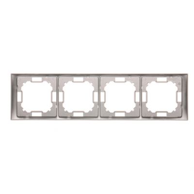 Ramka 4-krotna NEOS – uniwersalna poziom i pion; stal inox BMRC4/21 KONTAKT (BMRC4/21)