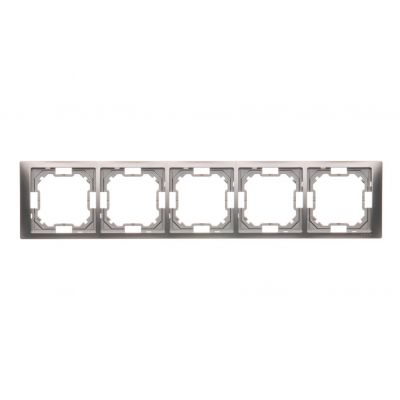 Simon Basic Neos Ramka 5-krotna NEOS – uniwersalna poziom i pion stal inox BMRC5/21 KONTAKT (BMRC5/21)