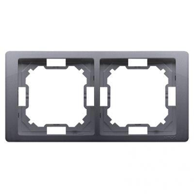 Simon Basic Neos Ramka 2-krotna NEOS – uniwersalna poziom i pion srebrny mat BMRC2/43 KONTAKT (BMRC2/43)