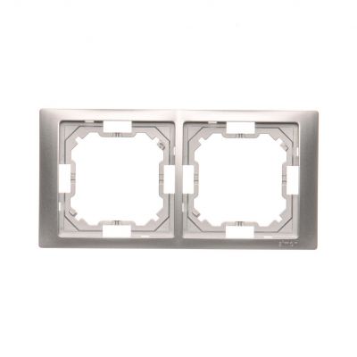 Simon Basic Neos Ramka 2-krotna NEOS – uniwersalna poziom i pion srebrny mat BMRC2/43 KONTAKT (BMRC2/43)