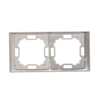 Simon Basic Neos Ramka 2-krotna NEOS – uniwersalna poziom i pion srebrny mat BMRC2/43 KONTAKT (BMRC2/43)