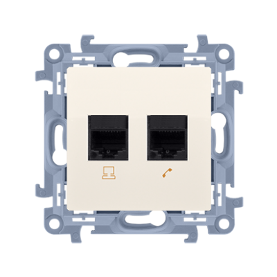 Simon 10 Gniazdo RJ45 kat. 6 + gniazdo telefoniczne RJ11 krem C6T.01/41 KONTAKT (C6T.01/41)
