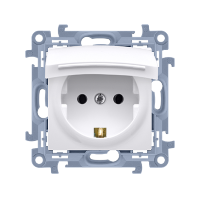 Simon 10 Gniazdo wtyczkowe Schuko do wersji IP44 z uszczelką - klapka w kolorze pokrywy 16A 250V zaciski śrubowe biały CGSZ1B.01/11 KONTAKT (CGSZ1B.01/11)