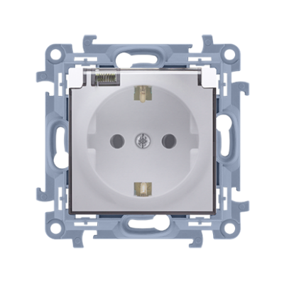 Simon 10 Gniazdo wtyczkowe Schuko do wersji IP44 z uszczelką z przesłonami klapka transparetna 16A 250V zaciski śrubowe biały CGSZ1BZ.01/11A KONTAKT (CGSZ1BZ.01/11A)