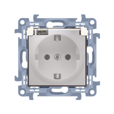 Simon 10 Gniazdo wtyczkowe Schuko do wersji IP44 z uszczelką z przesłonami klapka transparetna 16A 250V zaciski śrubowe krem CGSZ1BZ.01/41A KONTAKT (CGSZ1BZ.01/41A)