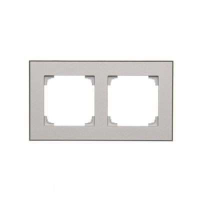 Simon 55 Ramka podwójna 2-krotna DUO Aluminium podstawa czarna TRD2.149/143 KONTAKT (TRD2.149/143)