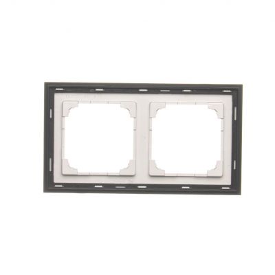 Simon 55 Ramka podwójna 2-krotna DUO Aluminium podstawa czarna TRD2.149/143 KONTAKT (TRD2.149/143)