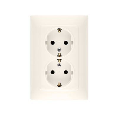 Simon 10 Gniazdo wtyczkowe Schuko podwójne 16A 250V zaciski śrubowe krem CGSZ2/41 KONTAKT (CGSZ2/41)