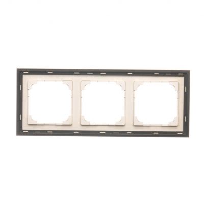 Simon 55 Ramka potrójna 3-krotna DUO Szampański podstawa czarna TRD3.149/144 KONTAKT (TRD3.149/144)