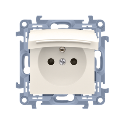 Simon 10 Gniazdo wtyczkowe z uziemieniem do wersji IP44 z uszczelką z przesłonami torów prąd. - klapka w kol. pokrywy 16A 250V zac. śrub. krem CGZ1BZ.01/41 KONTAKT (CGZ1BZ.01/41)