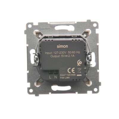 Simon 54 Ładowarka 2 x USB 2.1 A 5V DC 230V kremowy DC2USB.01/41 KONTAKT (DC2USB.01/41)