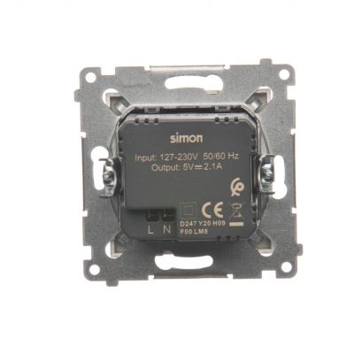 Simon 54 Ładowarka 2 x USB 2.1 A 5V DC 230V złoty mat DC2USB.01/44 KONTAKT (DC2USB.01/44)