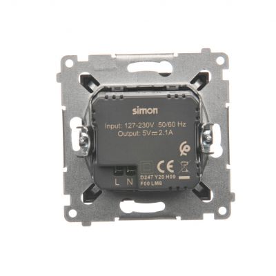 Simon 54 Ładowarka 2 x USB 2.1 A 5V DC 230V brąz mat DC2USB.01/46 KONTAKT (DC2USB.01/46)