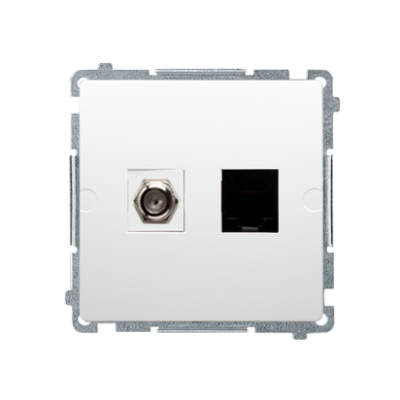 Simon Basic Gniazdo antenowe typu F + RJ45 kat.6 biały BMAFRJ45.01/11 KONTAKT (BMAFRJ45.01/11)