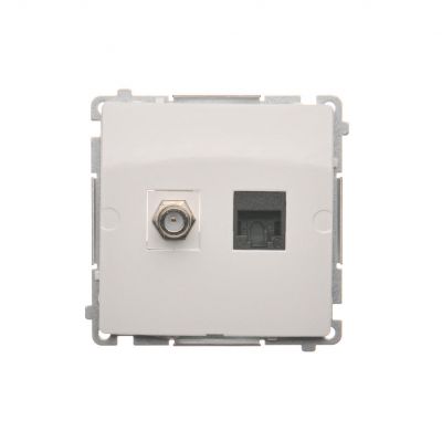 Simon Basic Gniazdo antenowe typu F + RJ45 kat.6 biały BMAFRJ45.01/11 KONTAKT (BMAFRJ45.01/11)
