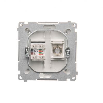 Simon Basic Gniazdo antenowe typu F + RJ45 kat.6 biały BMAFRJ45.01/11 KONTAKT (BMAFRJ45.01/11)