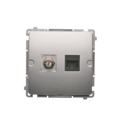 Simon Basic Gniazdo antenowe typu "F" + RJ45 kat.6 srebrny mat BMAFRJ45.01/43 KONTAKT (BMAFRJ45.01/43)
