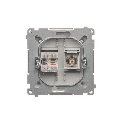 Simon Basic Gniazdo antenowe typu "F" + RJ45 kat.6 srebrny mat BMAFRJ45.01/43 KONTAKT (BMAFRJ45.01/43)