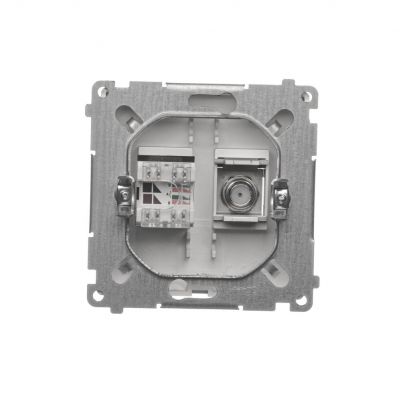 Simon Basic Gniazdo antenowe typu "F" + RJ45 kat.6 satynowy BMAFRJ45.01/29 KONTAKT (BMAFRJ45.01/29)