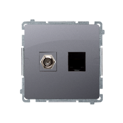 Simon Basic Gniazdo antenowe typu "F" + RJ45 kat.6 stal inox BMAFRJ45.01/21 KONTAKT (BMAFRJ45.01/21)