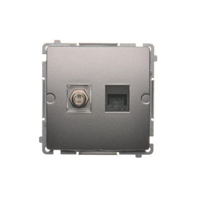 Simon Basic Gniazdo antenowe typu "F" + RJ45 kat.6 stal inox BMAFRJ45.01/21 KONTAKT (BMAFRJ45.01/21)