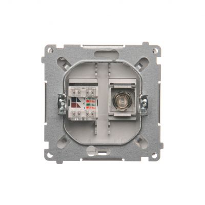 Simon Basic Gniazdo antenowe typu "F" + RJ45 kat.6 stal inox BMAFRJ45.01/21 KONTAKT (BMAFRJ45.01/21)