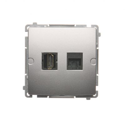 Simon Basic Gniazdo HDMI + RJ45 kat.6. srebrny mat BMGHRJ45.01/43 KONTAKT (BMGHRJ45.01/43)