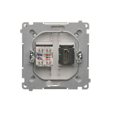 Simon Basic Gniazdo HDMI + RJ45 kat.6. srebrny mat BMGHRJ45.01/43 KONTAKT (BMGHRJ45.01/43)