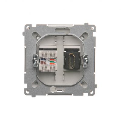 Simon Basic Gniazdo HDMI + RJ45 kat.6. stal inox BMGHRJ45.01/21 KONTAKT (BMGHRJ45.01/21)