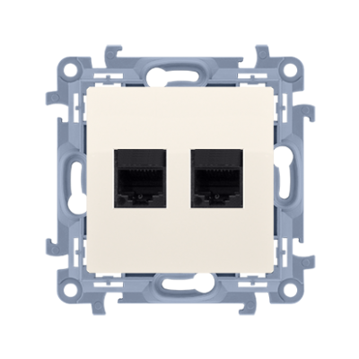 Simon 10 Gniazdo komputerowe podwójne RJ45 kategoria 5e krem C52.01/41 KONTAKT (C52.01/41)