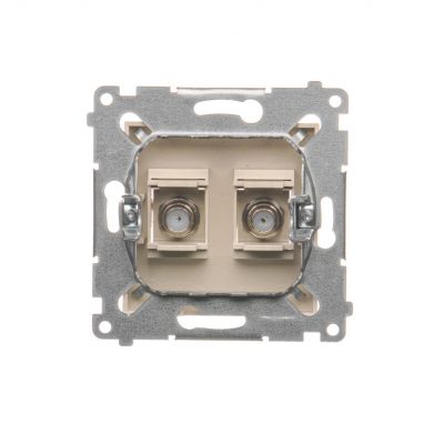 Simon 54 Gniazdo antenowe typu "F" podwójne . Do instalacji indywidualnych kremowy DASF2.01/41 KONTAKT (DASF2.01/41)