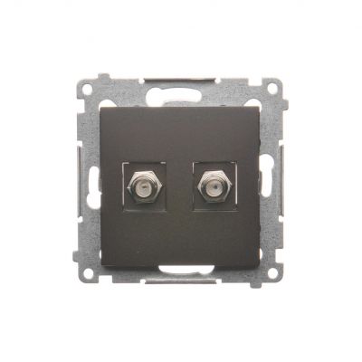 Simon 54 Gniazdo antenowe typu "F" podwójne . Do instalacji indywidualnych brąz mat DASF2.01/46 KONTAKT (DASF2.01/46)