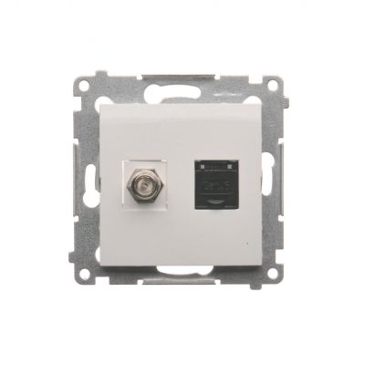 Simon 54 Gniazdo antenowe typu F + RJ45 kat.6 biały DASFRJ45.01/11 KONTAKT (DASFRJ45.01/11)