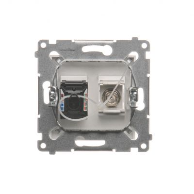 Simon 54 Gniazdo antenowe typu F + RJ45 kat.6 biały DASFRJ45.01/11 KONTAKT (DASFRJ45.01/11)