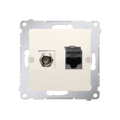Simon 54 Gniazdo antenowe typu "F" + RJ45 kat.6 kremowy DASFRJ45.01/41 KONTAKT (DASFRJ45.01/41)