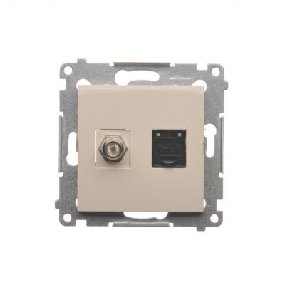 Simon 54 Gniazdo antenowe typu "F" + RJ45 kat.6 kremowy DASFRJ45.01/41 KONTAKT (DASFRJ45.01/41)