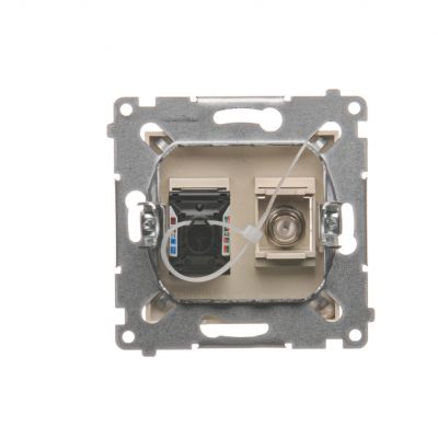 Simon 54 Gniazdo antenowe typu "F" + RJ45 kat.6 kremowy DASFRJ45.01/41 KONTAKT (DASFRJ45.01/41)