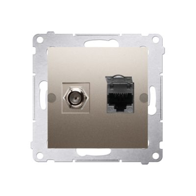 Simon 54 Gniazdo antenowe typu "F" + RJ45 kat.6 złoty mat DASFRJ45.01/44 KONTAKT (DASFRJ45.01/44)