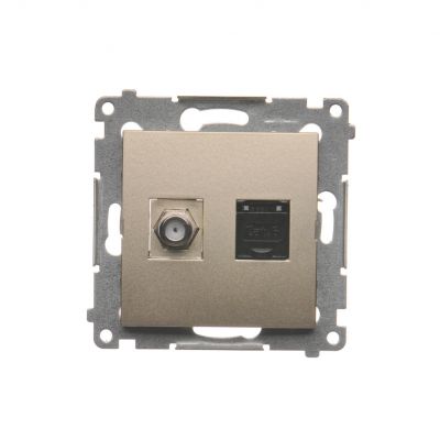 Simon 54 Gniazdo antenowe typu "F" + RJ45 kat.6 złoty mat DASFRJ45.01/44 KONTAKT (DASFRJ45.01/44)